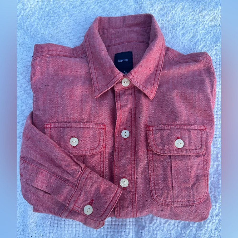 GAP Boy’s Red Button Down Long Sleeve Shirt